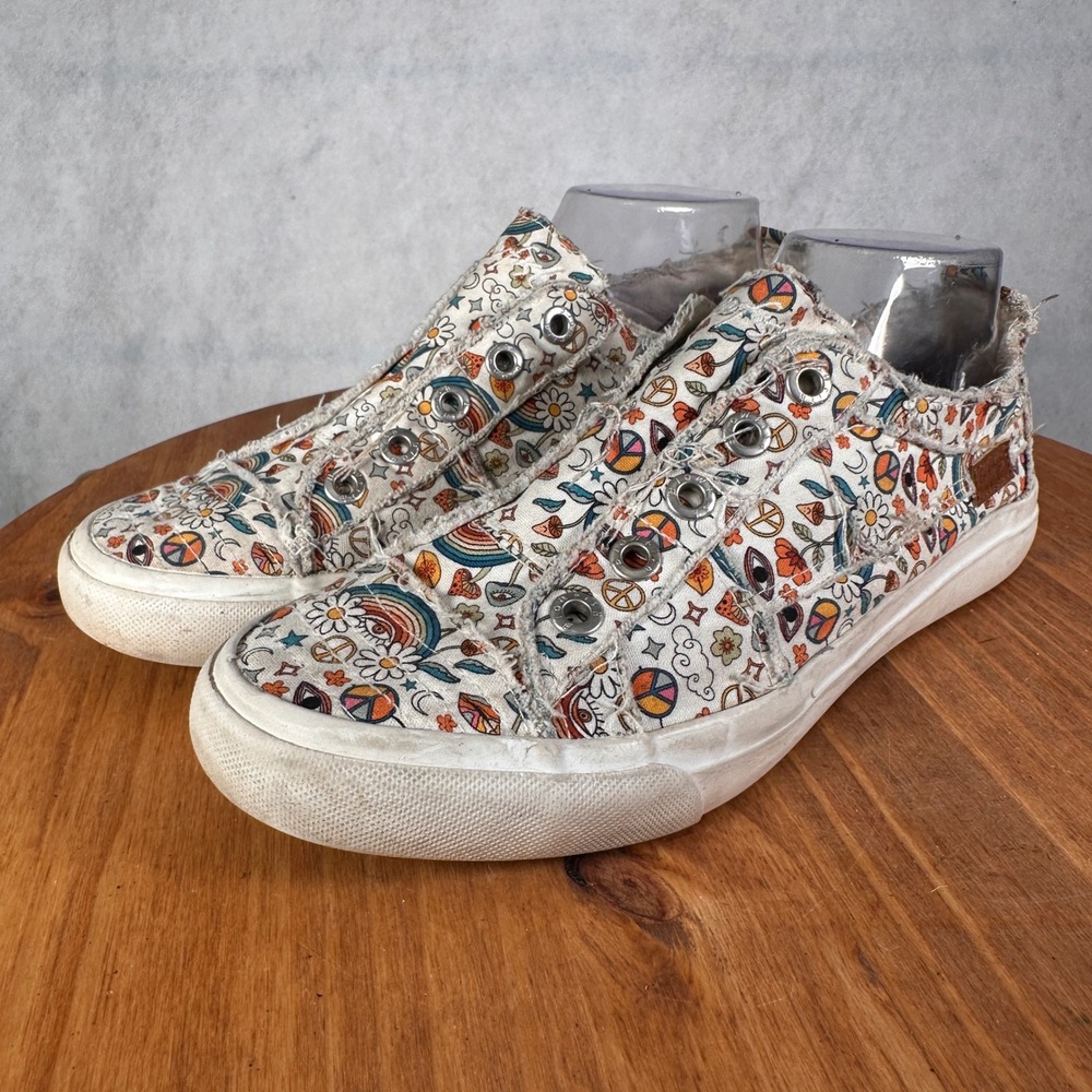 Blowfish Malibu Sneakers Womens 10 Multi Good Hippie Boho Slip On Canvas Shoes